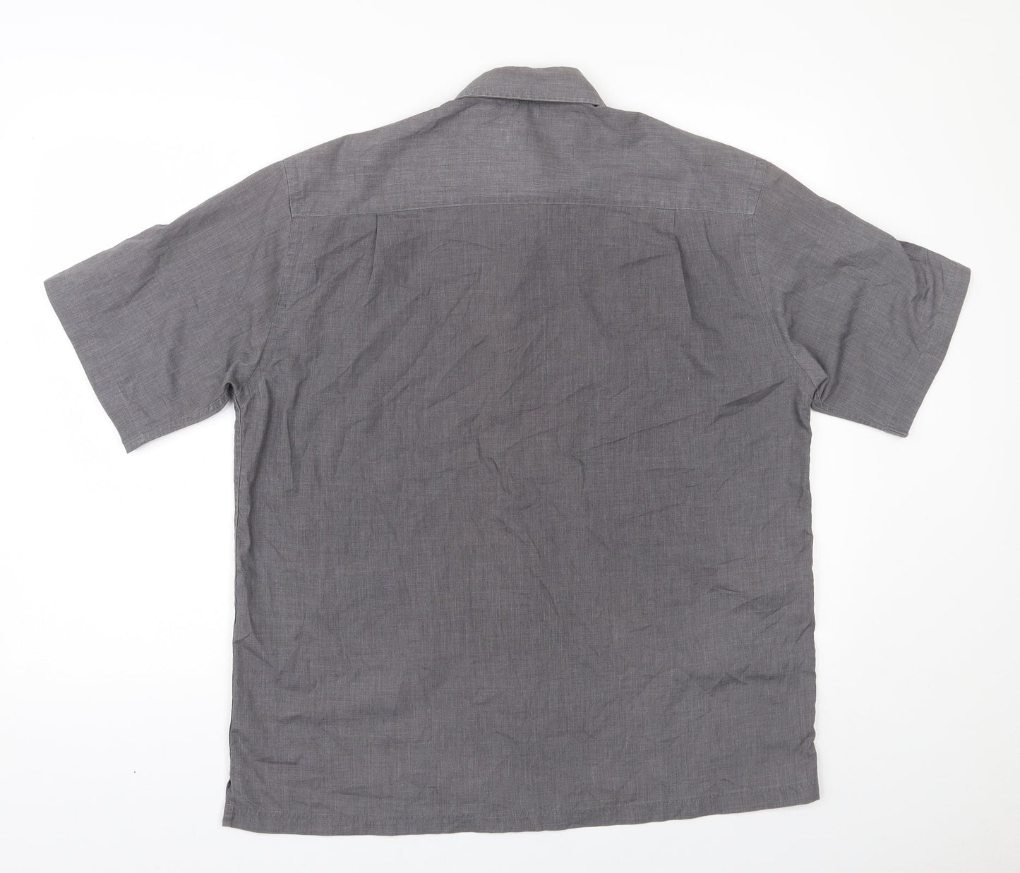 F&F Mens Grey  Polyester  Button-Up Size M Collared Button