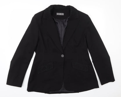 Womens UK Size 14 AMARANTO Regular Black Suit Jacket