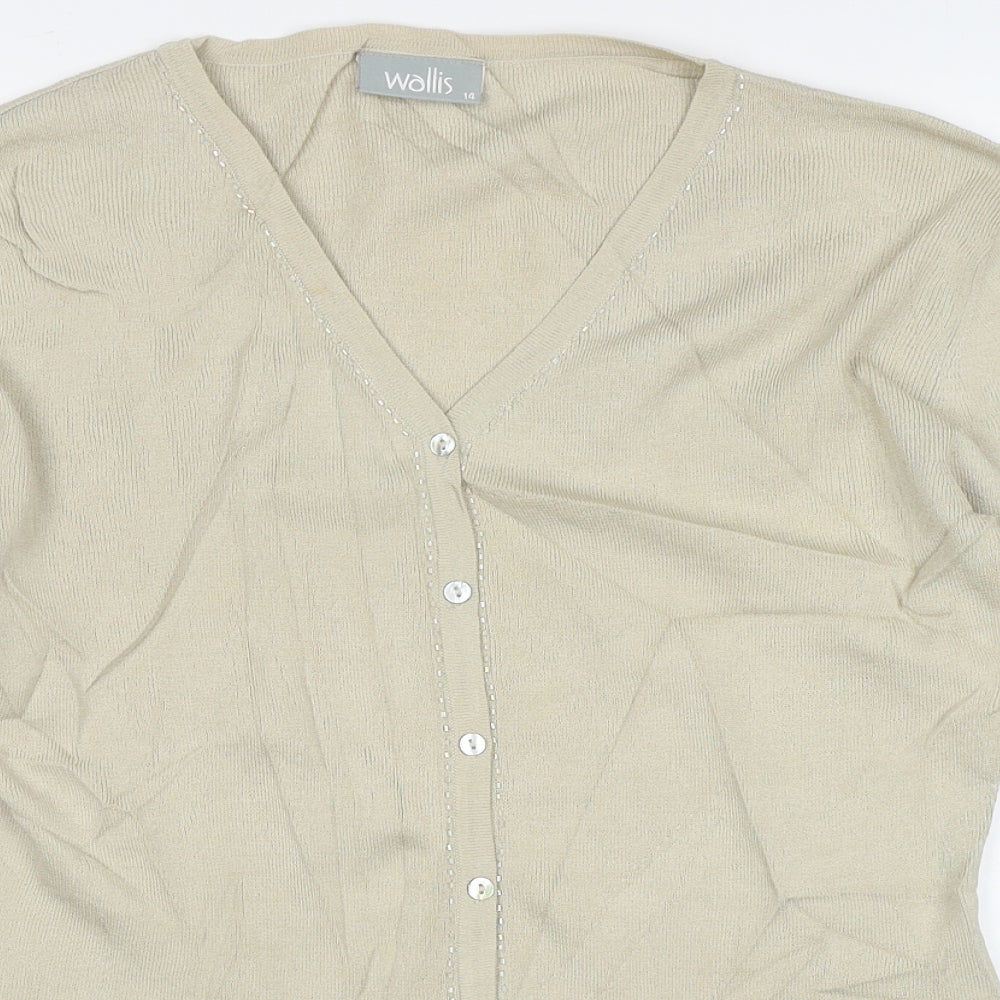 Womens UK Size 14 Wallis Beige Cardigan Jumper