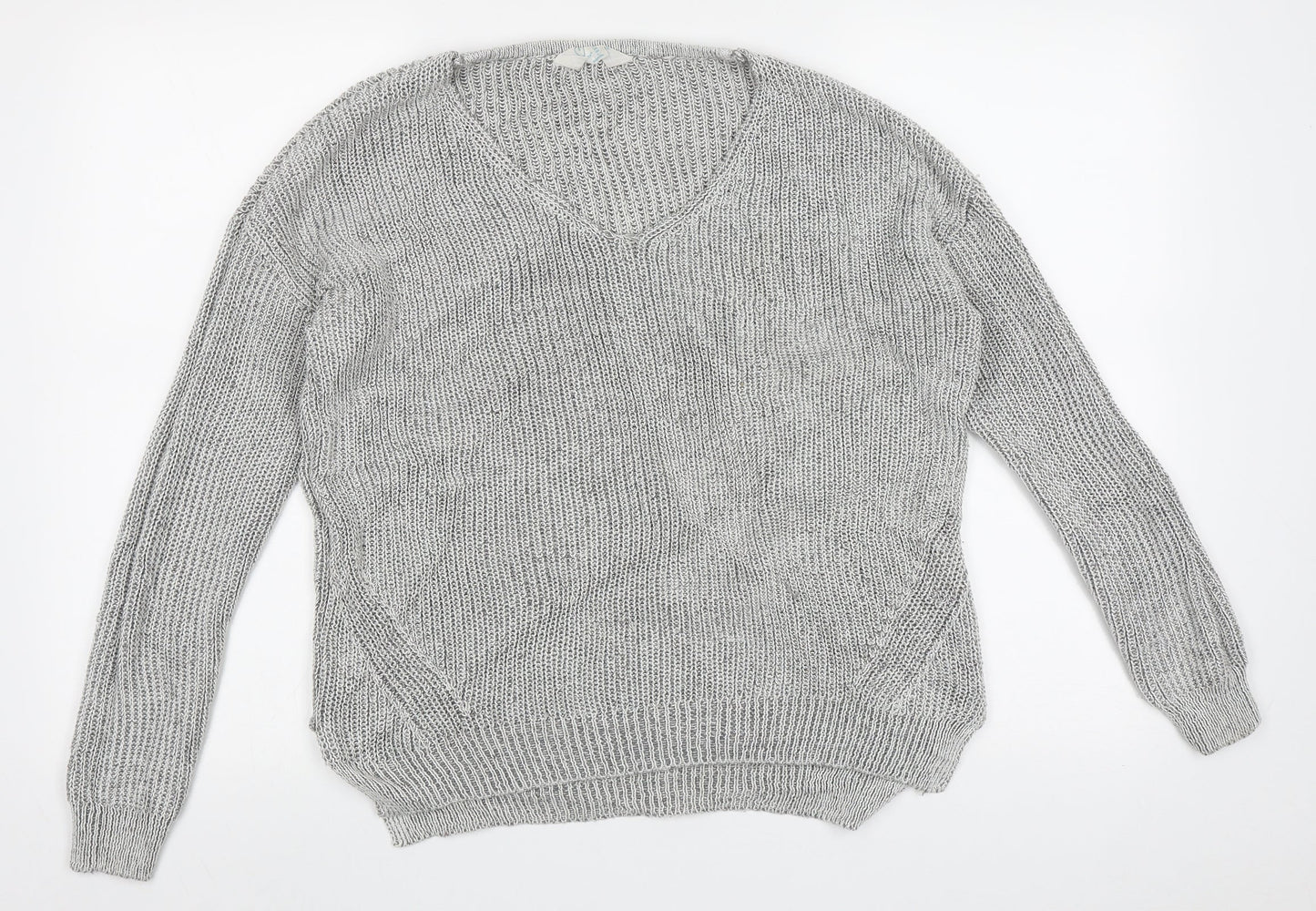 Primark Womens Grey V-Neck  Acrylic Pullover Jumper Size M