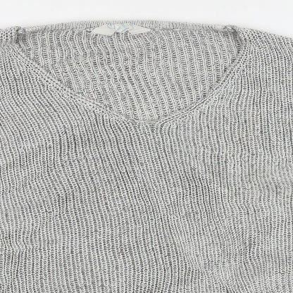 Primark Womens Grey V-Neck  Acrylic Pullover Jumper Size M