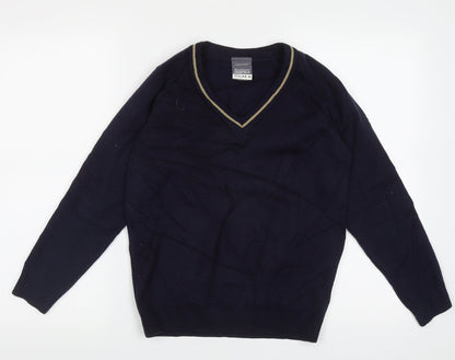 Rowlinson Courtelle Mens Blue V-Neck  Acrylic Pullover Jumper Size S