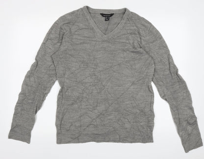 Cedar Wood State Mens Grey V-Neck  Acrylic Pullover Jumper Size M