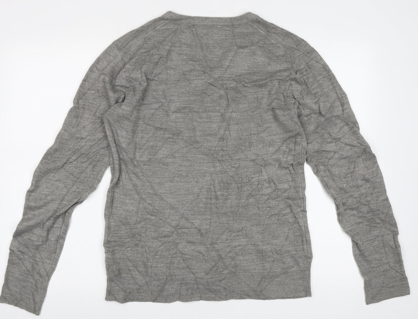 Cedar Wood State Mens Grey V-Neck  Acrylic Pullover Jumper Size M