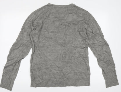 Cedar Wood State Mens Grey V-Neck  Acrylic Pullover Jumper Size M