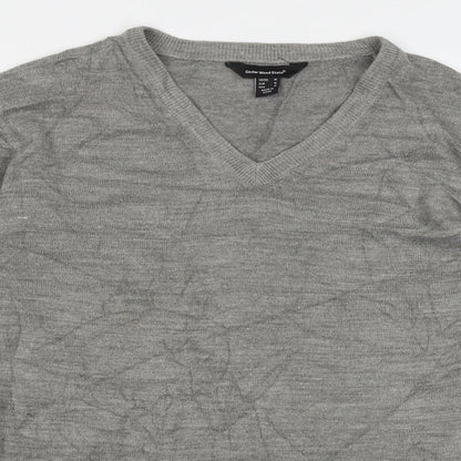 Cedar Wood State Mens Grey V-Neck  Acrylic Pullover Jumper Size M