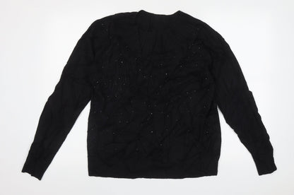 Finery Womens Black Crew Neck  Polyamide Pullover Jumper Size XL