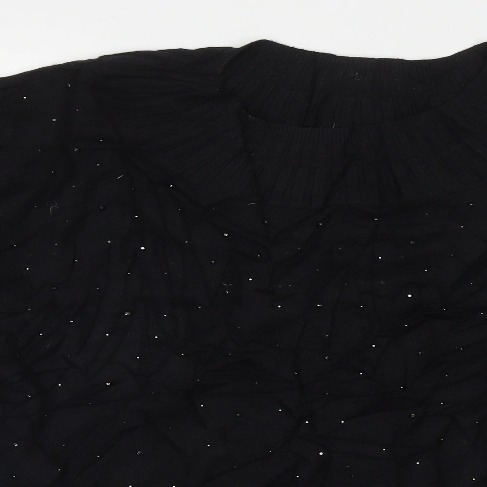 Finery Womens Black Crew Neck  Polyamide Pullover Jumper Size XL