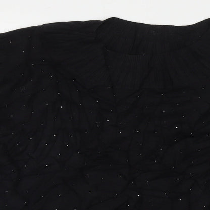 Finery Womens Black Crew Neck  Polyamide Pullover Jumper Size XL