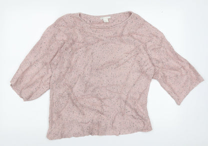 H&M Womens Pink Boat Neck  Acrylic Pullover Jumper Size S