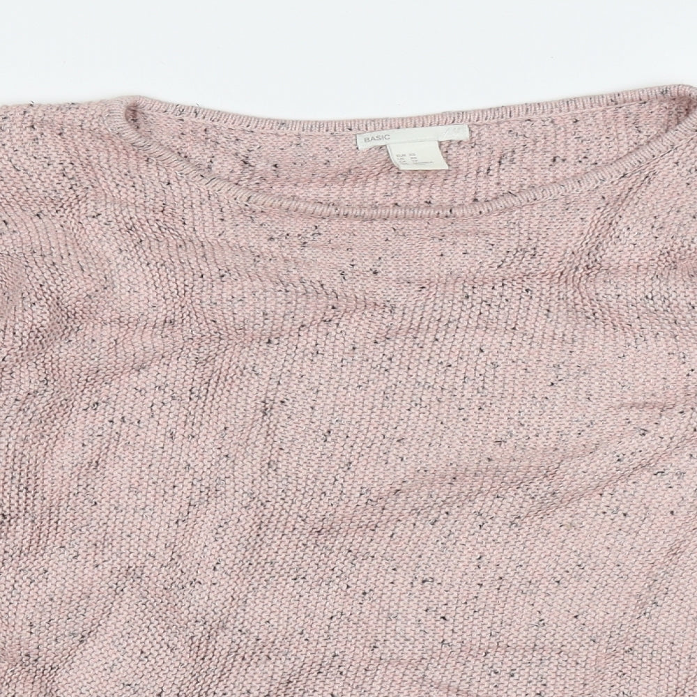 H&M Womens Pink Boat Neck  Acrylic Pullover Jumper Size S