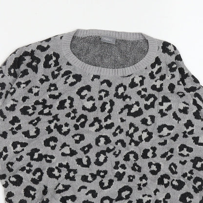 NEXT Girls Grey Crew Neck Animal Print Nylon Pullover Jumper Size 8 Years  Pullover