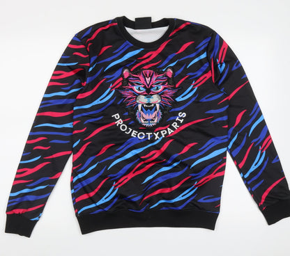 Project Paris Womens Multicoloured Crew Neck Geometric Polyester Pullover Jumper Size S
