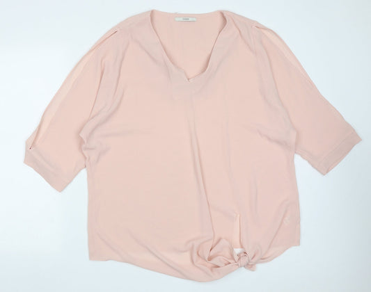 George Womens Pink  Polyester Basic Blouse Size 14 V-Neck - cold Shoulder