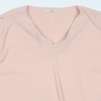 George Womens Pink  Polyester Basic Blouse Size 14 V-Neck - cold Shoulder
