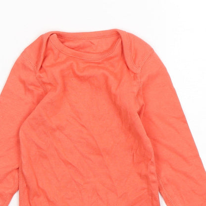 Marks and Spencer Girls Orange  Cotton Leotard One-Piece Size 12-18 Months  Snap