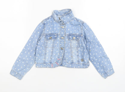 Boboli Girls Blue Floral  Jacket  Size 4 Years  Button