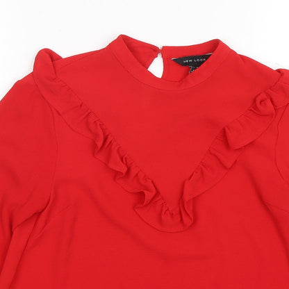 Womens UK Size 8 New Look Red Basic Blouse