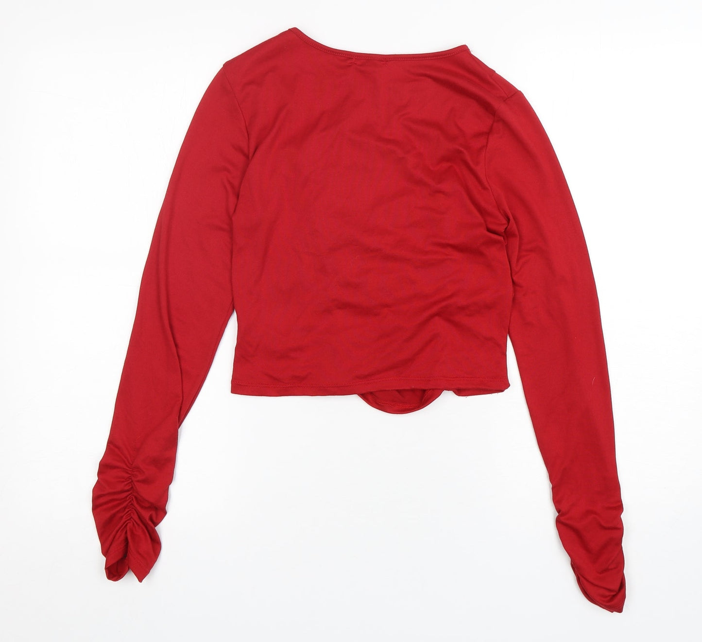 Heart & Hips  Womens Red  Polyester Cropped T-Shirt Size M Round Neck