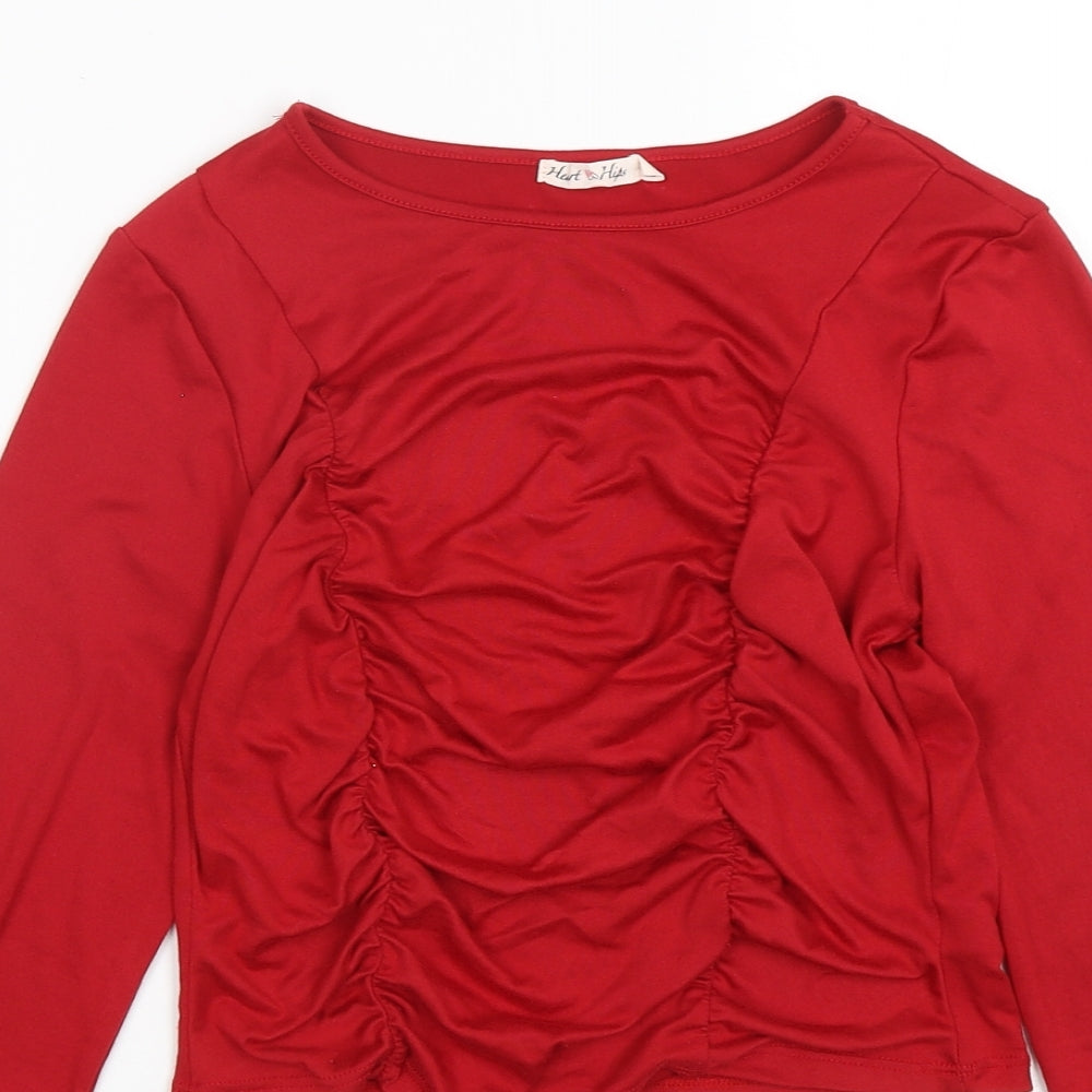 Heart & Hips  Womens Red  Polyester Cropped T-Shirt Size M Round Neck