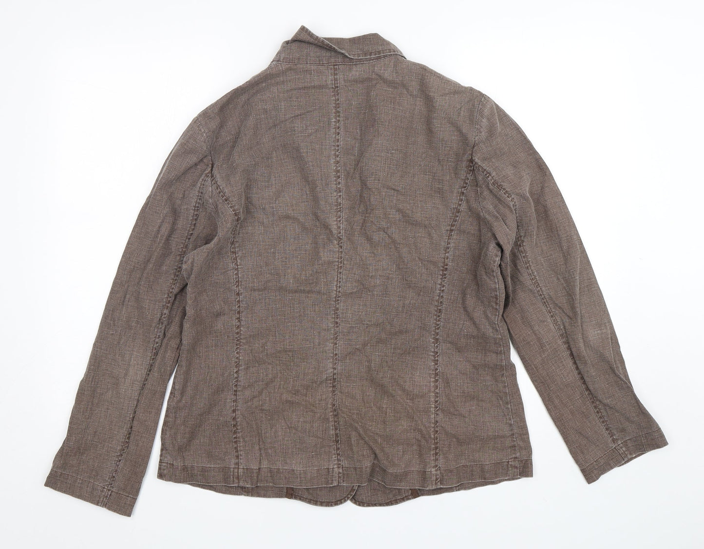 EAST Womens Brown  Cotton Jacket Blazer Size 14