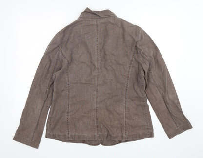 EAST Womens Brown  Cotton Jacket Blazer Size 14