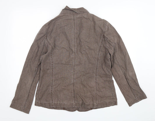 EAST Womens Brown  Cotton Jacket Blazer Size 14