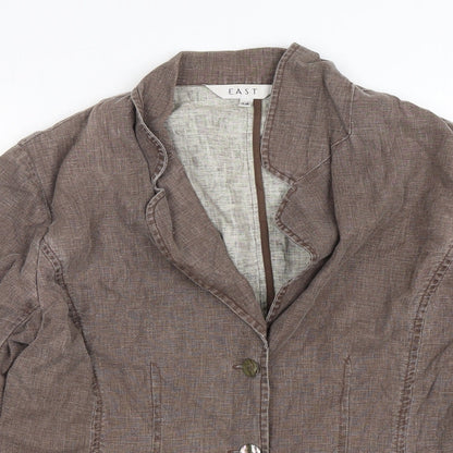 EAST Womens Brown  Cotton Jacket Blazer Size 14