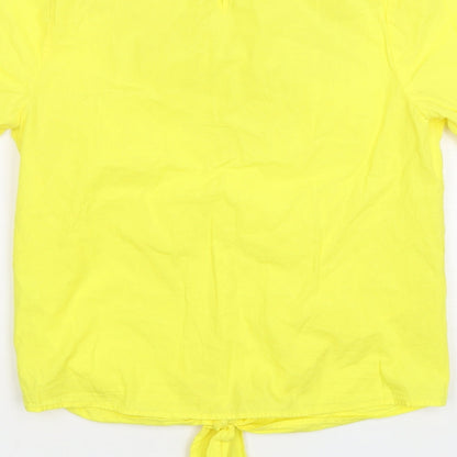 TU Womens Yellow  Cotton Basic T-Shirt Size 10 Round Neck