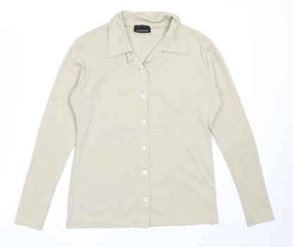 Womens UK Size M Exhibit Beige Basic Button-Up