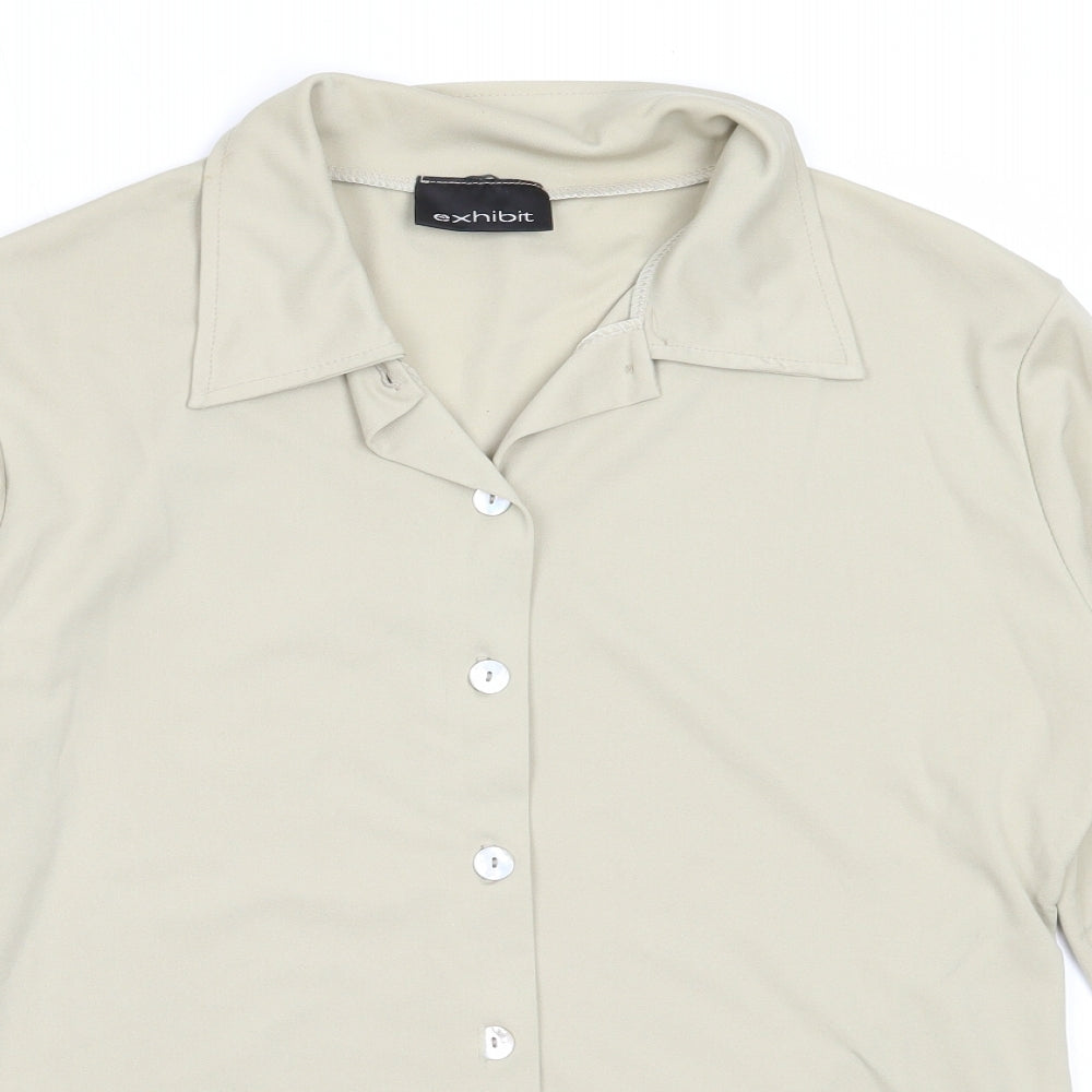 Womens UK Size M Exhibit Beige Basic Button-Up