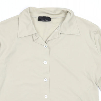 Womens UK Size M Exhibit Beige Basic Button-Up
