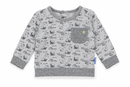 Dirkje Boys Grey  Cotton Pullover Jumper Size 0-3 Months   - animal pattern