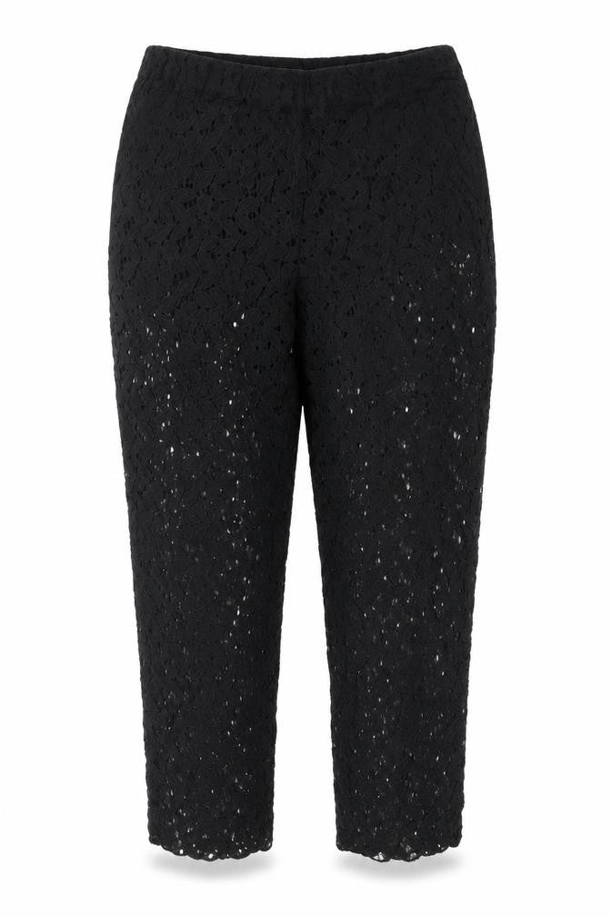 Front view of H&M women’s black cotton capri trousers, size UK 6, 26-inch leg regular