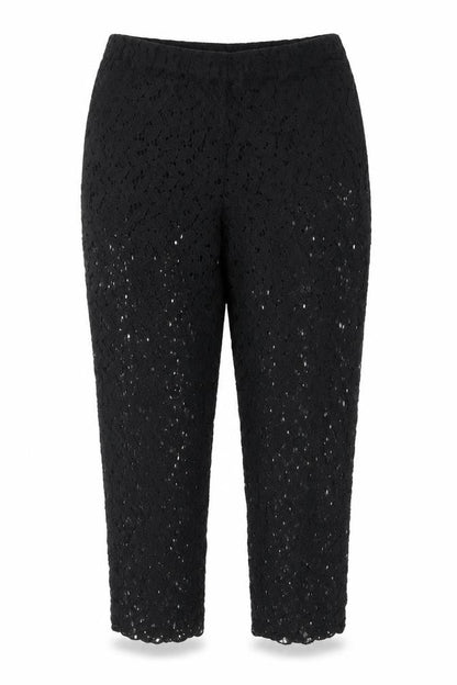 Front view of H&M women’s black cotton capri trousers, size UK 6, 26-inch leg regular