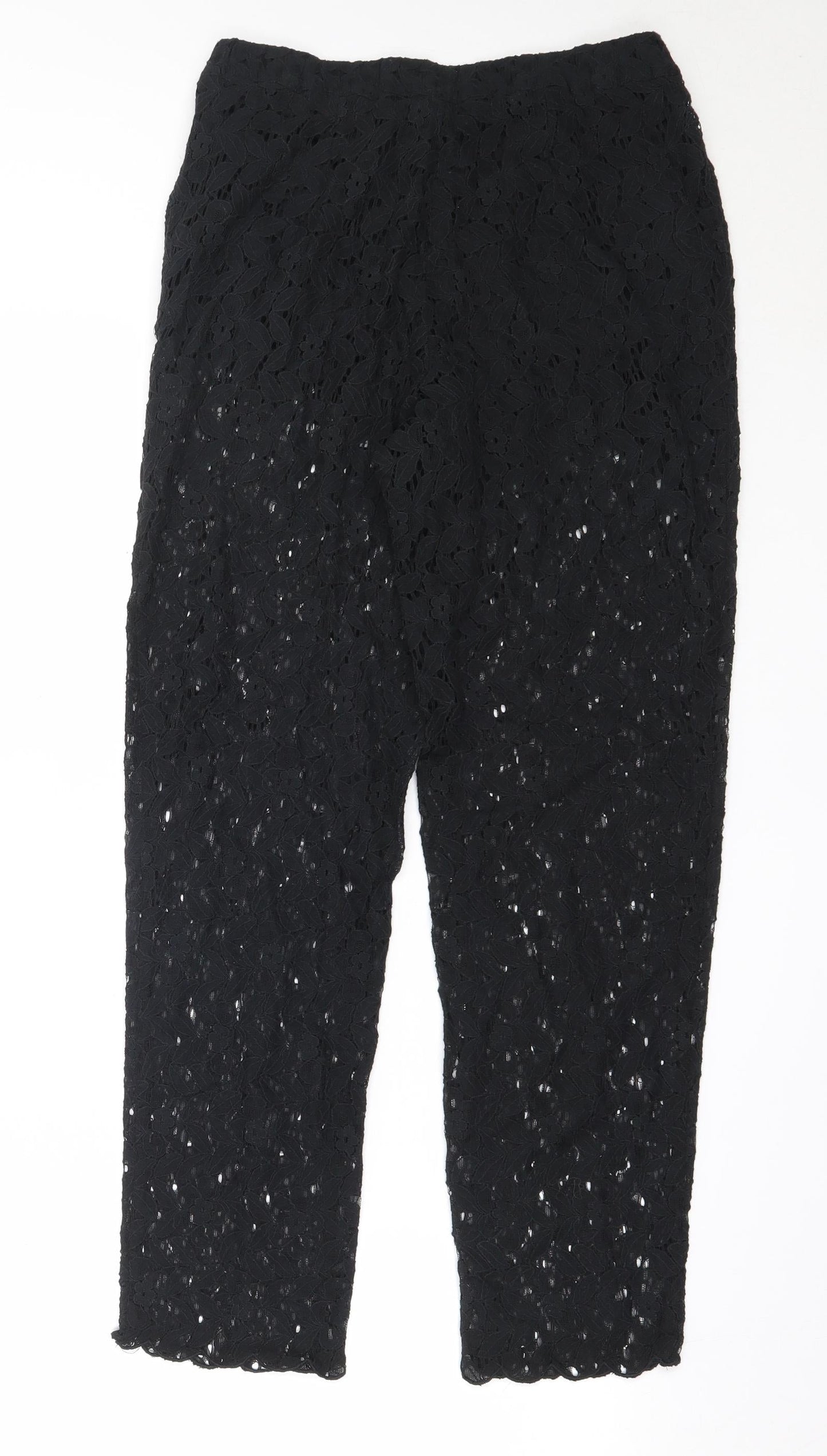Womens UK Size 6 H&M Regular Fit Capri Black Trousers