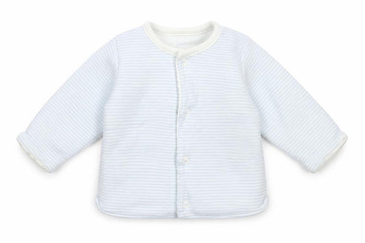 Marks and Spencer Boys Blue Striped Cotton Cardigan Jumper Size 0-3 Months