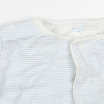 Marks and Spencer Boys Blue Striped Cotton Cardigan Jumper Size 0-3 Months