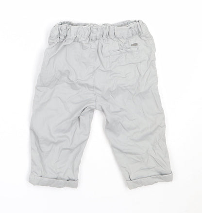 Marks and Spencer Boys Grey  Cotton Capri Trousers Size 9-12 Months  Button