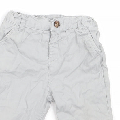 Marks and Spencer Boys Grey  Cotton Capri Trousers Size 9-12 Months  Button