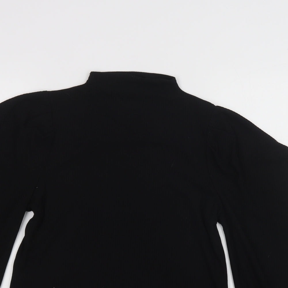 SheIn Womens Black  Polyester Basic Blouse Size S Mock Neck