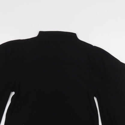 SheIn Womens Black  Polyester Basic Blouse Size S Mock Neck