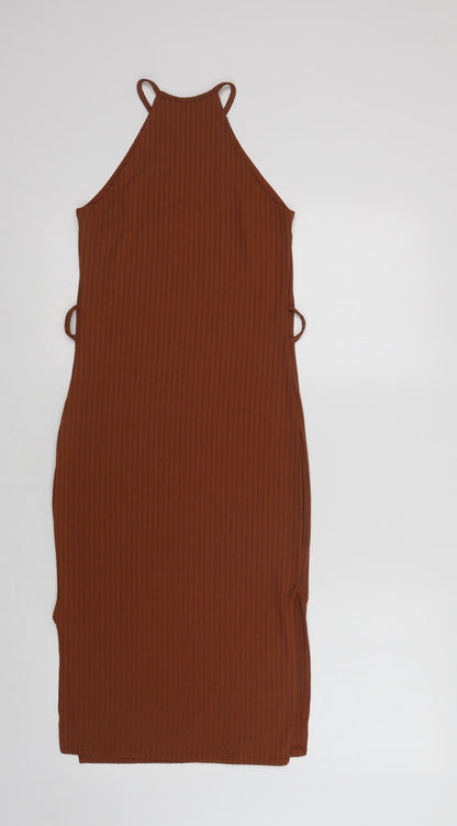 Select Womens Brown  Polyester Bodycon  Size 6  High Neck