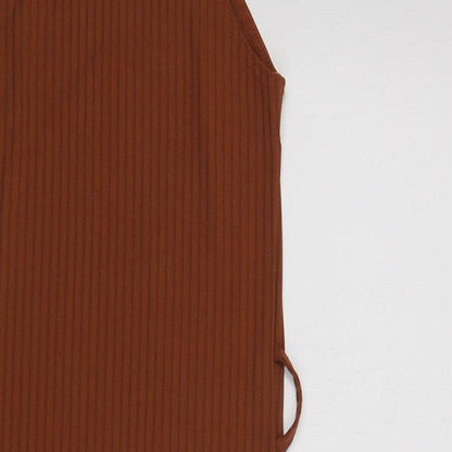 Select Womens Brown  Polyester Bodycon  Size 6  High Neck