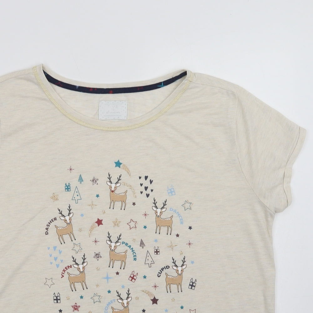 Matalan Womens Beige  Polyester Kimono Pyjama Top Size 14   - Reindeers