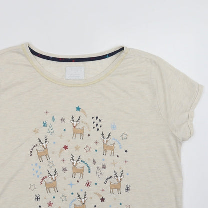 Matalan Womens Beige  Polyester Kimono Pyjama Top Size 14   - Reindeers