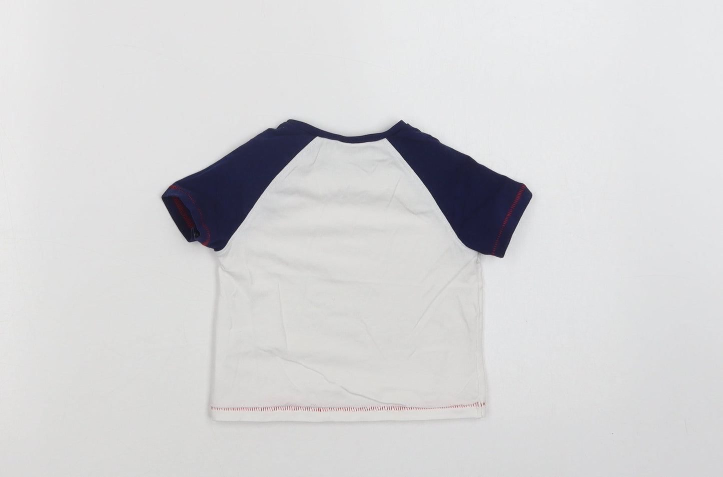 NEXT Baby White Colourblock Cotton Basic T-Shirt Size 3-6 Months Crew Neck Snap