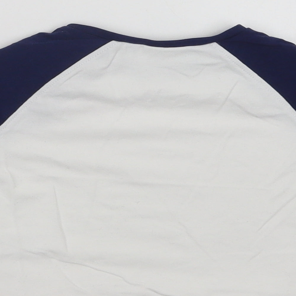 NEXT Baby White Colourblock Cotton Basic T-Shirt Size 3-6 Months Crew Neck Snap