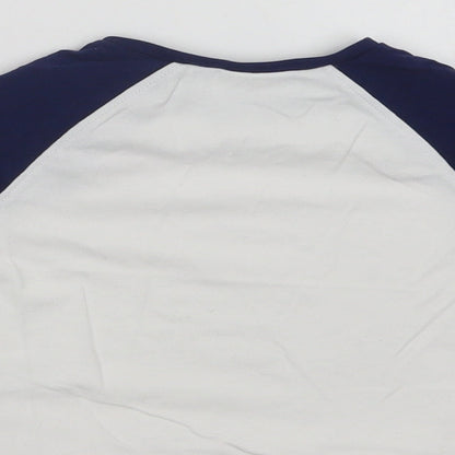 NEXT Baby White Colourblock Cotton Basic T-Shirt Size 3-6 Months Crew Neck Snap