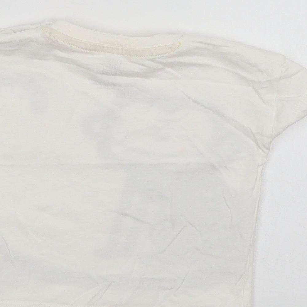 F&F Baby White  Cotton Basic Polo Size 3-6 Months Crew Neck Snap - Cute Monkey